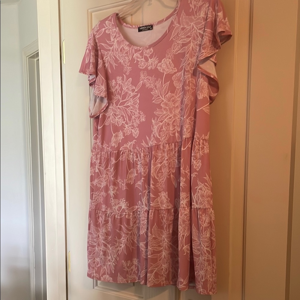 Pink Floral Tiered Dress